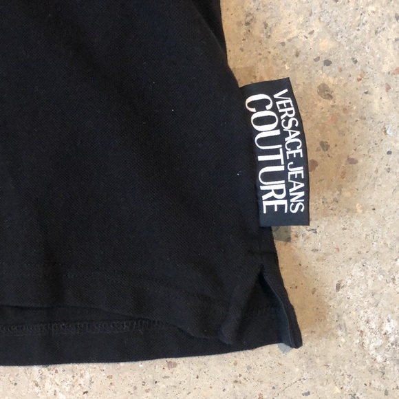 Versace Jeans Couture Men's Black Cotton Baroque Collar Polo - Picture 7 of 11